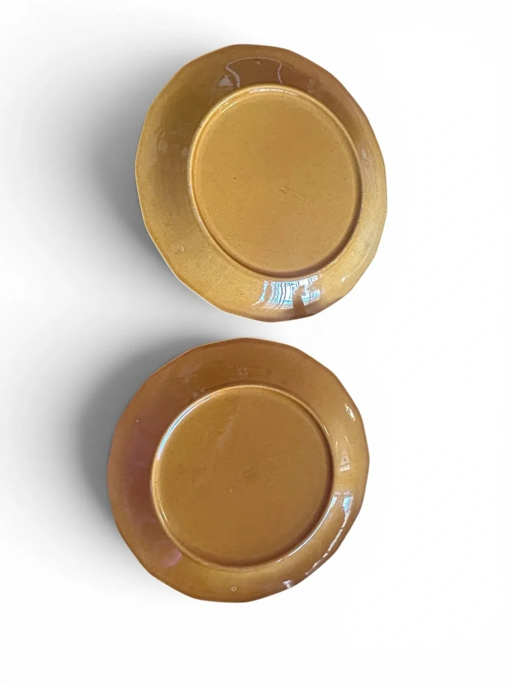 VTG MCM Homer Laughlin Milano Gold 12” Chop Plate Serving Platters - Pair of 2